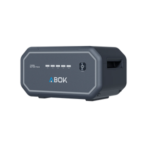 ABOK Ark2500 angled view of the 2160Wh extra battery with level indicators and power button