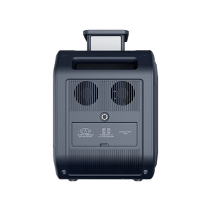 ABOK Ark2800 EU-spec rear view showing dual cooling fans, AC and solar inputs, and the extra battery port.