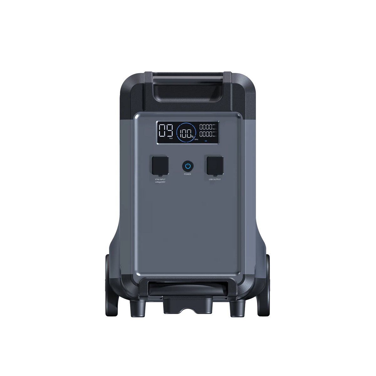 ABOK Ark3600 extra battery in a front product view with the display, charging input, USB ports, and handles.