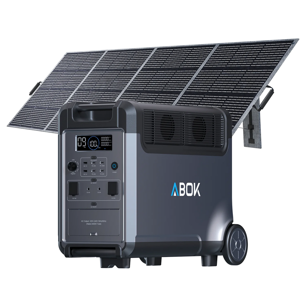 ABOK Ark3600 EU-spec portable power station with a 400W foldable solar panel.