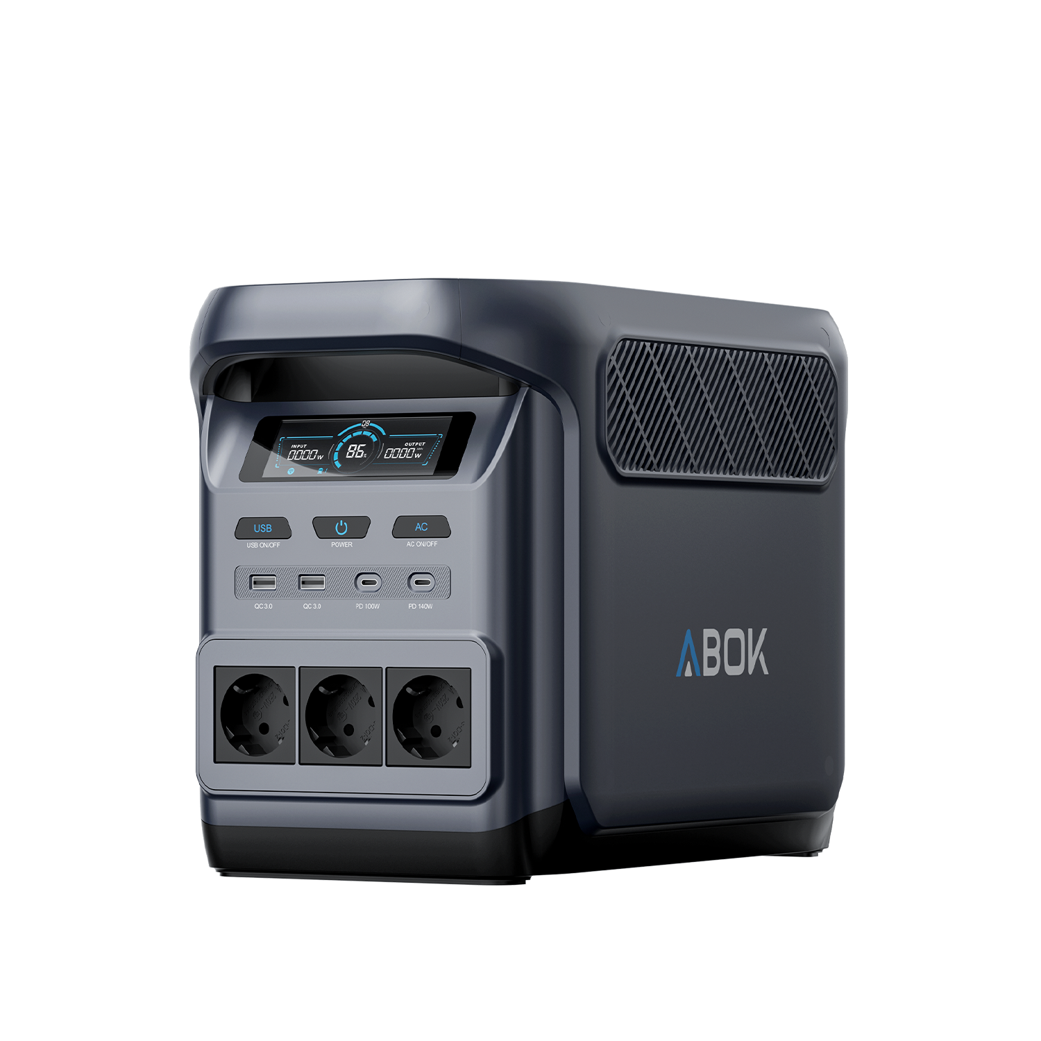 ABOK Elux 1 EU-spec portable power station in an angled product view.